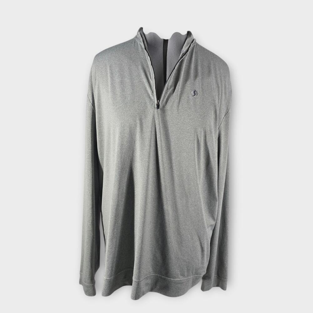 Johnnie-O Prep-formance Top Men's XXL Gray Stretch 1/4 Zip Long Sleeve Athletic